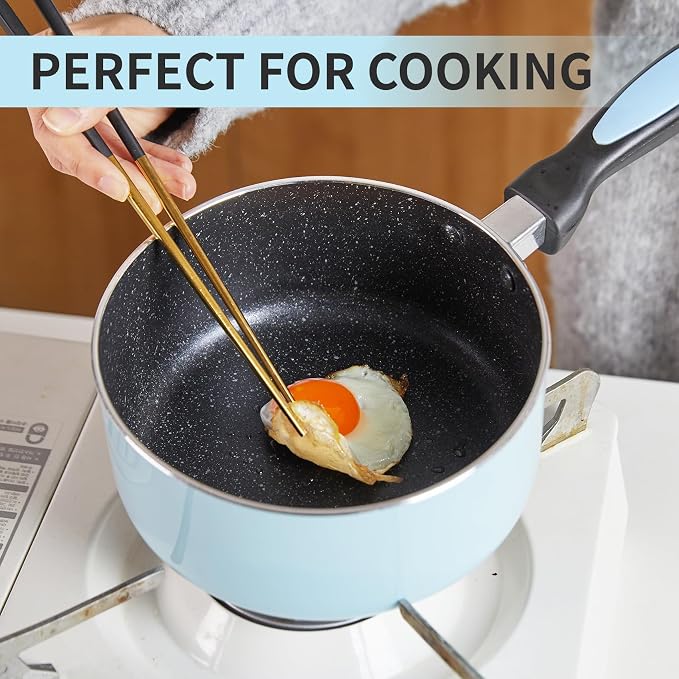 Nonstick Saucepan Set with Lid, Non Stick 1Qt & 2Qt Sauce Pan Set with Glass - Image 6