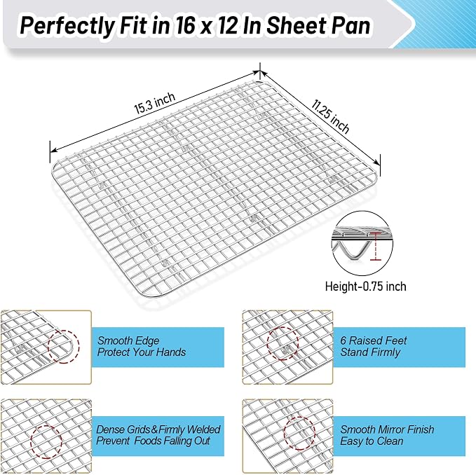 TeamFar Cookies Sheet with Rack, Non-Toxic & Heavy Duty, Dishwasher Safe - Image 4