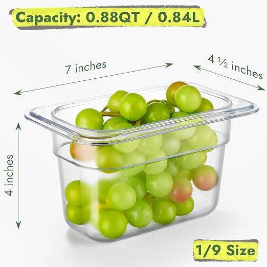 CURTA 6-Pack 1/9 Size 4" Deep NSF Polycarbonate Food Pans - Image 2