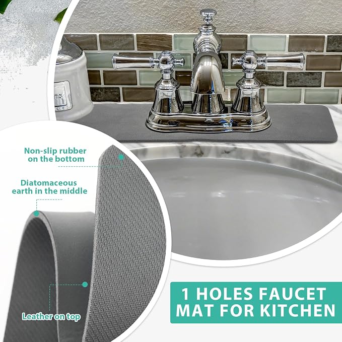 Tioncy 2 Pcs Faucet Mat Sink Splash Guard Oval-hole Oval Splash Pad - Image 5