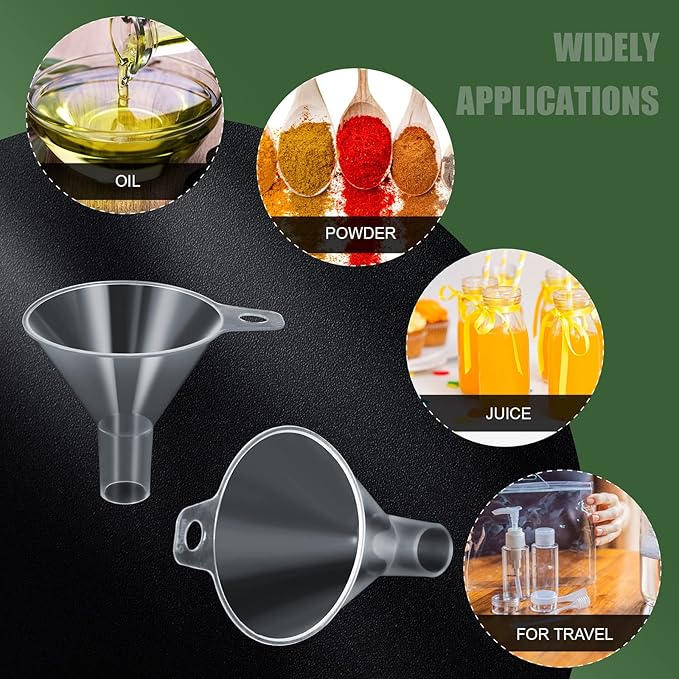 4 Packs Small Plastic Funnel for Filling Small Bottles 2.56 Inch Clear Wide - Image 4