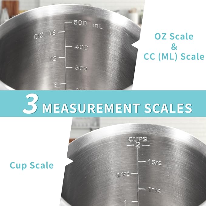Newness 2-Pack Stainless Steel Measuring Cups Set, Metal Measuring Cup - Image 3