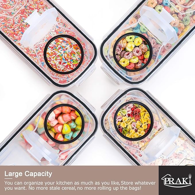 PRAKI 5PCS Cereal Containers Storage Set, BPA Free Airtight Food Storage - Image 4