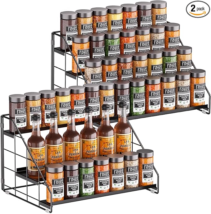 4 Tiered Spice Rack Organizer, 2 Pack Spice Rack Organizer by GIGIFTREE