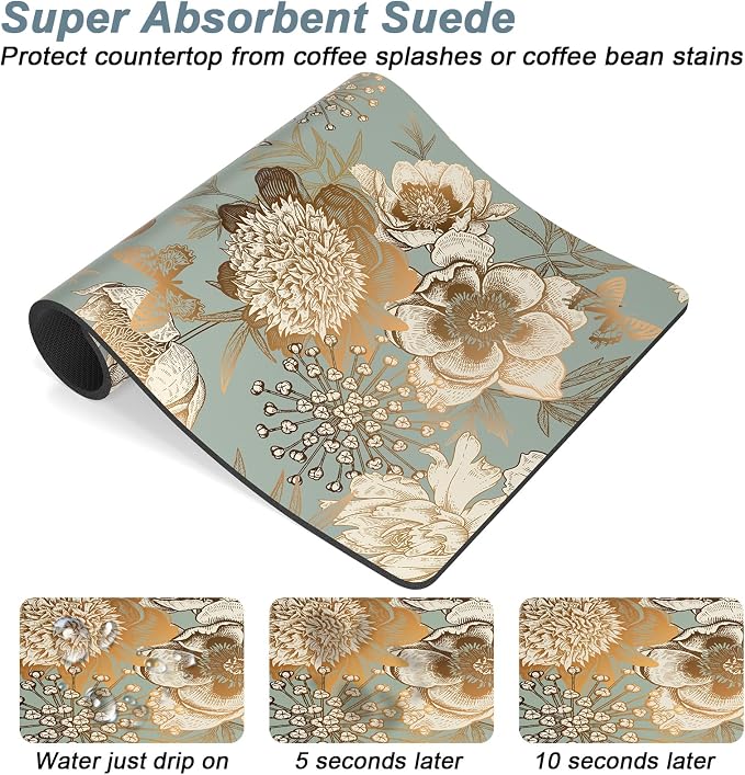 Rnivvi Coffee Mat, Hide Stain Rubber Backed Absorbent Dish Drying Pad - Image 3
