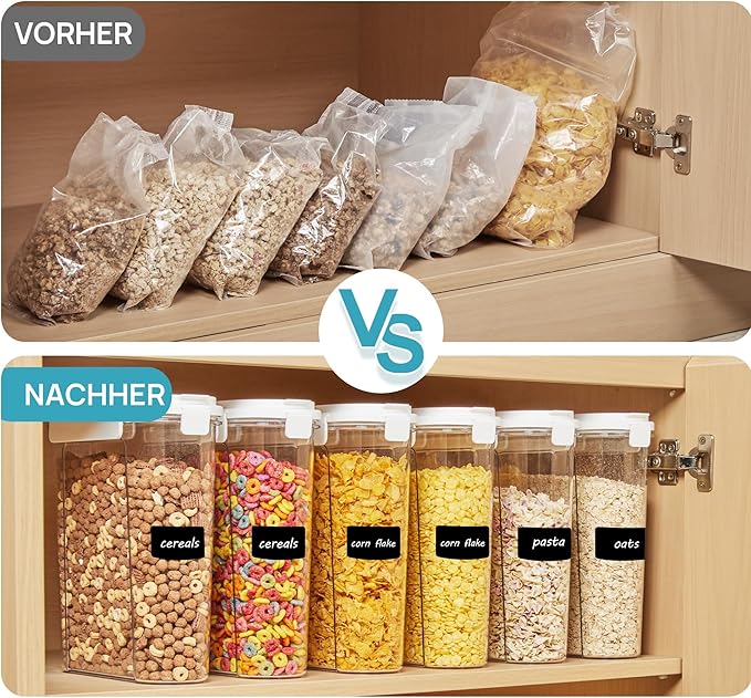 Vtopmart Cereal Containers Set, Plastic Organizer Dispenser - Image 4