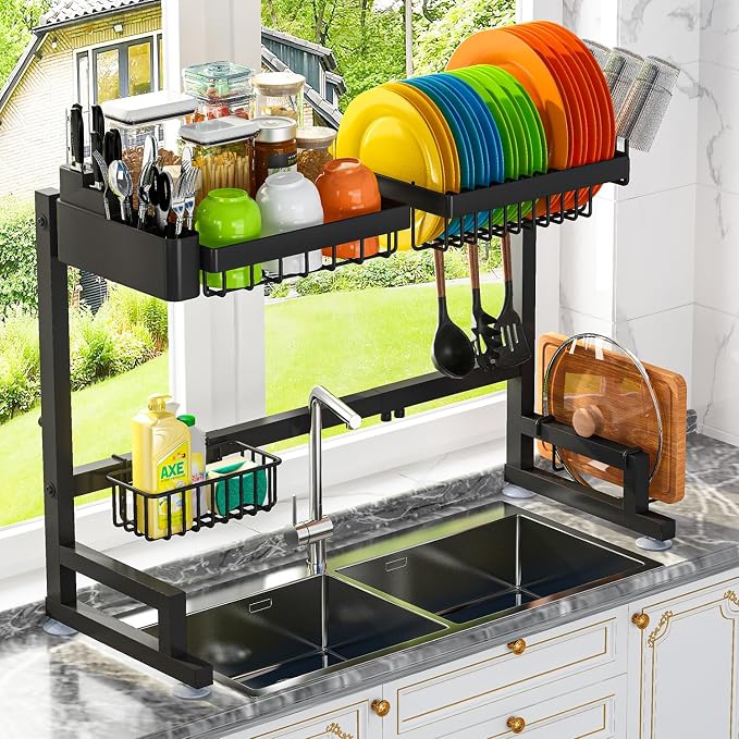 ADBIU 【Fit Sink 24.5"- 32" L 2023 Version Over Sink Dish Drying Rack Snap-On by ADBIU