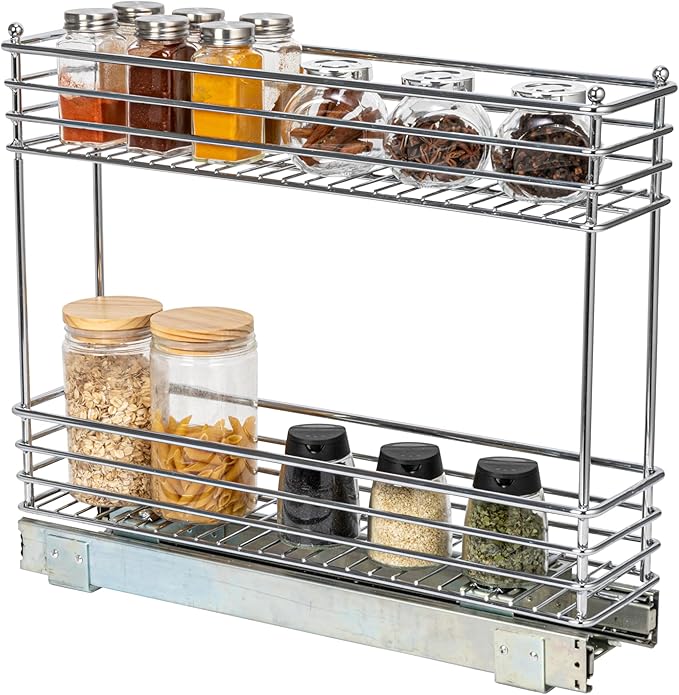 Household Essentials Chrome 2-Tier Sliding Cabinet Organizer by HouseholdEssentials