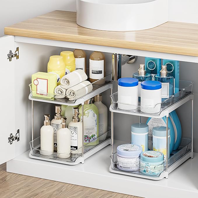 Delamu 2-Tier Multi-Purpose Bathroom Under Sink Organizers and Storage - Image 5