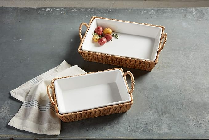 Mud Pie Hyacinth Basket Set, small baker 7" x 11" | large baker 13" x 18 1/2" - Image 3