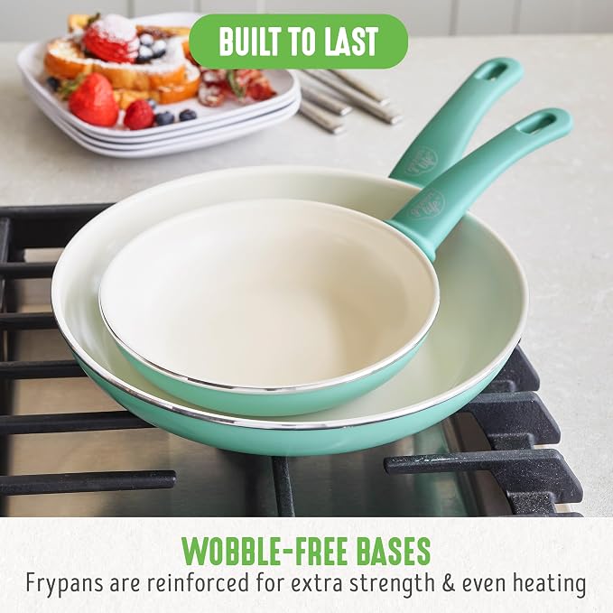GreenLife Non Stick Fry Pan Set, Non-Toxic PFAS-Free Ceramic Skillets, - Image 10