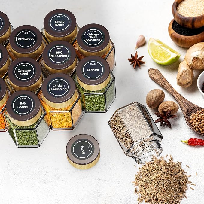 vetacsion set of 12 magnetic glass spice tins - Image 8