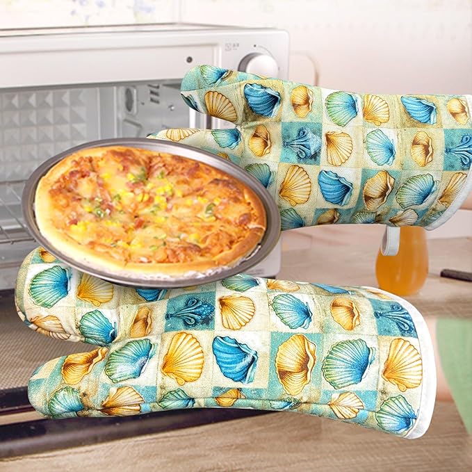Oven Mitts Gloves 1 Pair Heat Resistant 480 ℉ Non Slip Clear Silicone Printed - Image 8