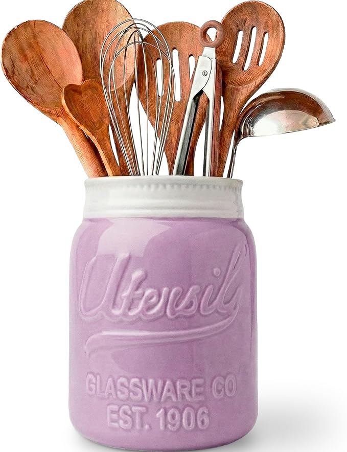 Comfify Wide Mouth Mason Jar Utensil Holder Decorative Kitchenware Organizer by Comfify