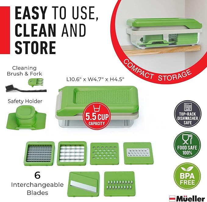 Mueller Vegetable Chopper, Mandoline Slicer, Food Veggie Chopper, Cheese Grater - Image 7