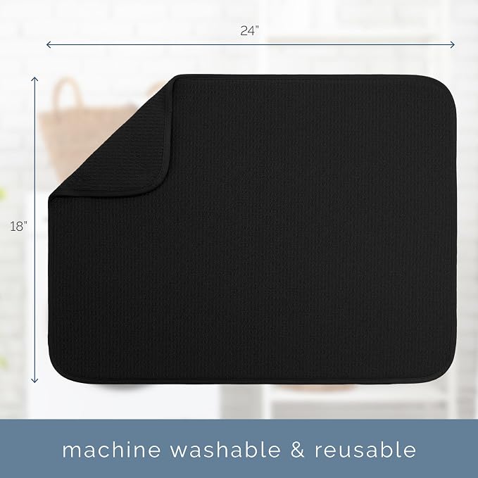 S&T INC. Dish Drying Mat XL, 18” x 24”, Absorbent Microfiber Kitchen Counter Mat - Image 6