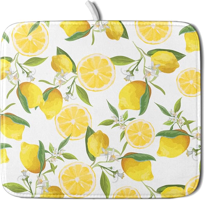 Lemon Dish Drying Mat for Kitchen Counter Spring Summer Microfiber Absorbent by Unknown