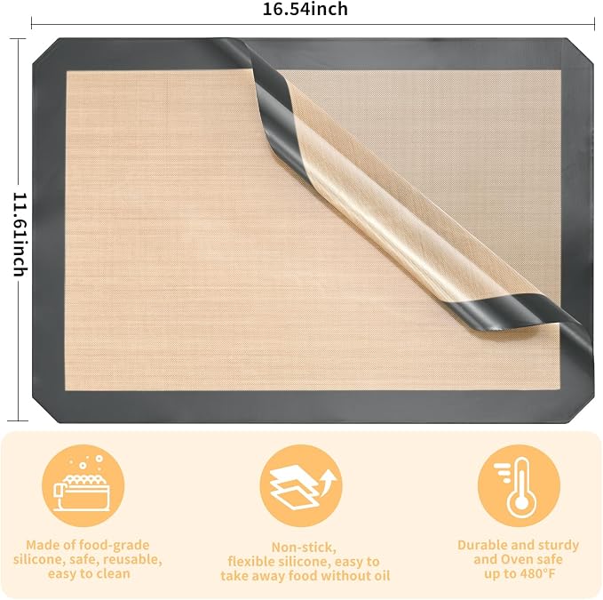 Luckyiren Silicone Baking Mat Set, Non-Stick Reusable Food-Grade Oven Liners - Image 2