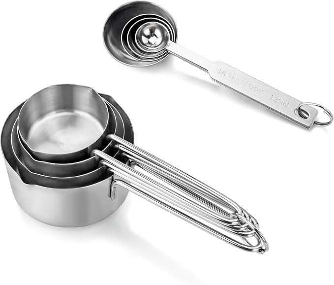 New Star Foodservice 42917 Stainless Steel 8-Piece Measuring Cups and Spoons - Image 3