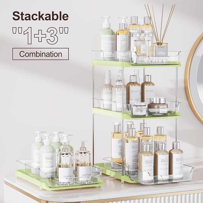 Delamu 2-Tier Multi-Purpose Bathroom Under Sink Organizers and Storage - Image 3