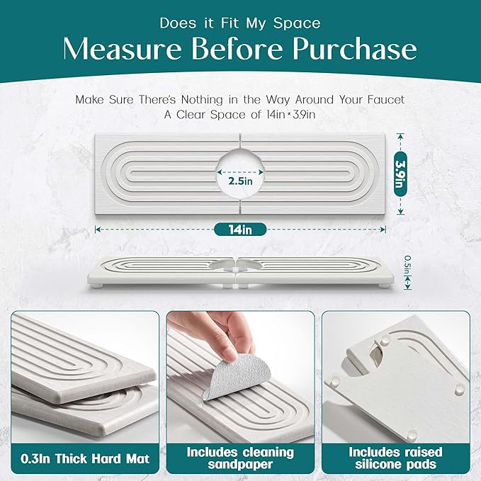 eormoe Diatomite Kitchen Faucet Mat - Image 2