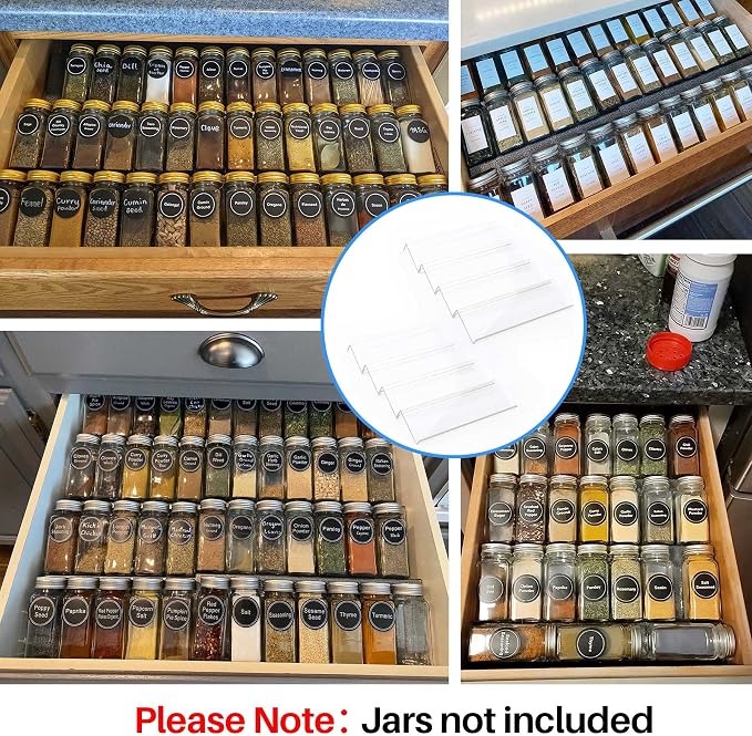 MIUKAA Clear Acrylic Spice Drawer Organizer, 4 Tier- 2 Set Expandable From 13" - Image 2