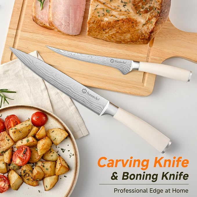 Sunnecko Knife Set with Block and Sharpener, 15 Piece Kitchen Knife Block Set - Image 4