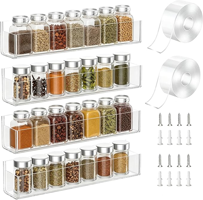 PMMASTO Adhesive Acrylic Spice Rack Organizer by PMMASTO