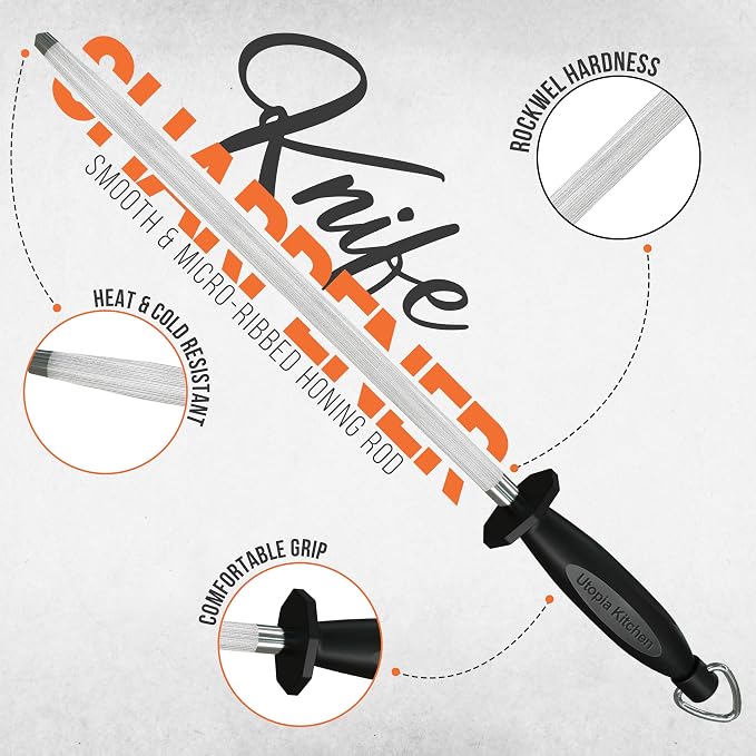 Utopia Kitchen 10 Inch Honing Steel Knife Sharpening Steel Sharpening Rod - Image 2