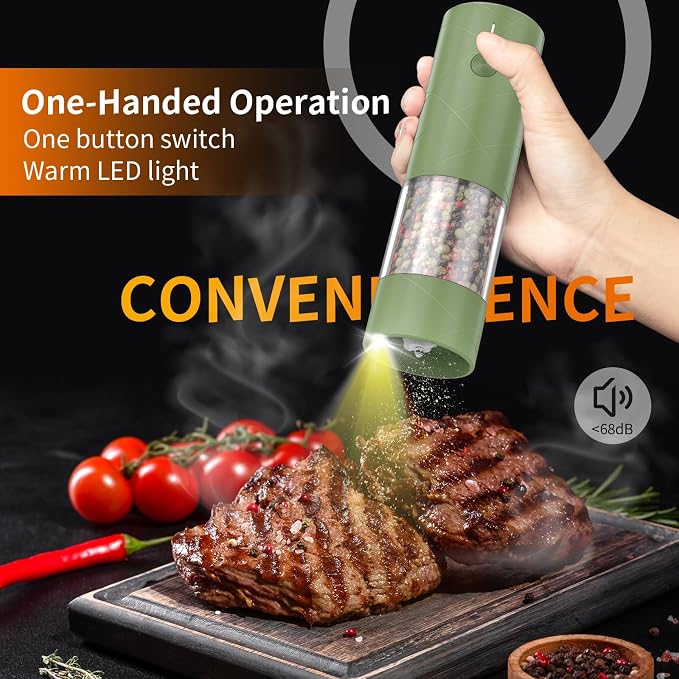 2Pack Electric Salt and Pepper Grinder Set USB Rechargeable - Image 2