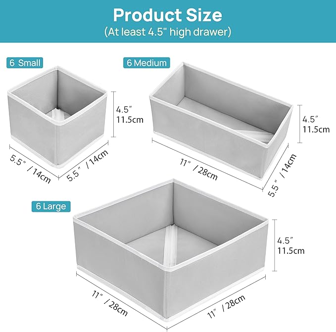 Vtopmart 18 Pack Baby Clothes Organizer, Dresser Drawer Organizer - Image 5