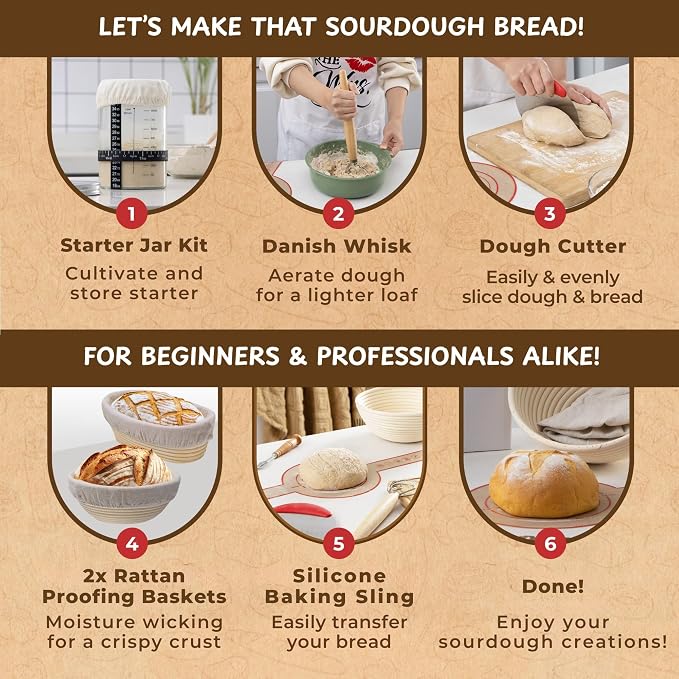 Complete Sourdough Bread Starter Kit, Glass Sourdough Starter Jar Kit & Tons of - Image 6