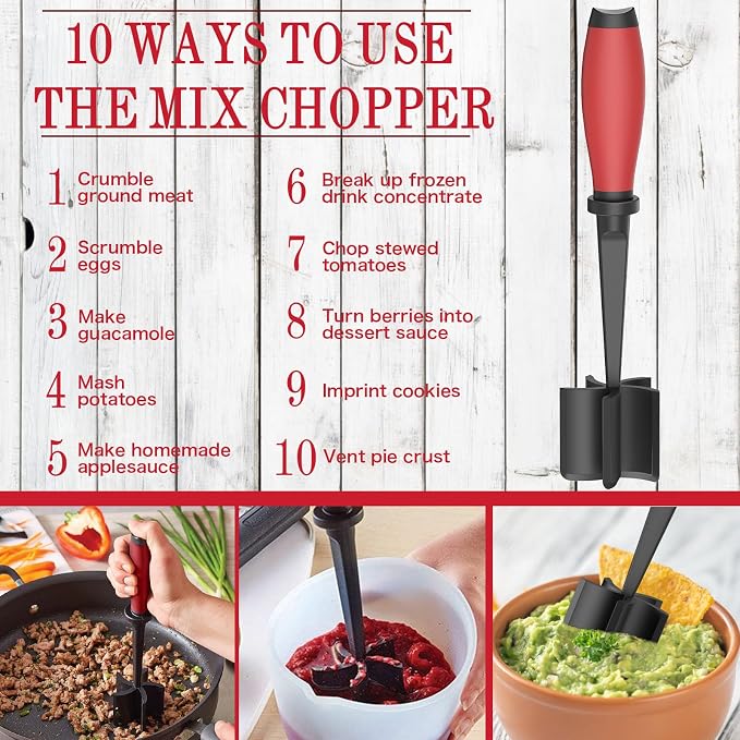 Meat Chopper, 5 Curve Blades Ground Beef Masher, Heat Resistant Meat Masher Tool - Image 3