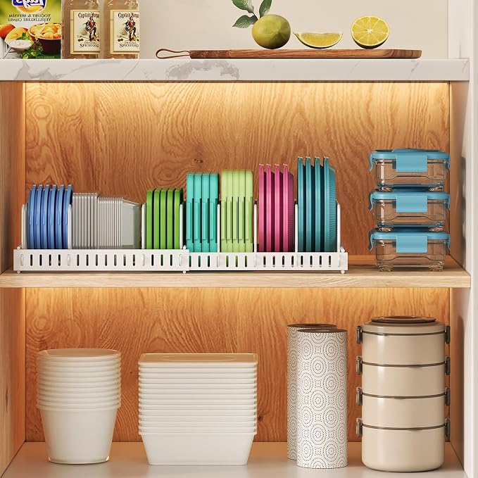 X-cosrack Expandable Food Container Lid Organizer, Large Capacity Adjustable 10 - Image 2