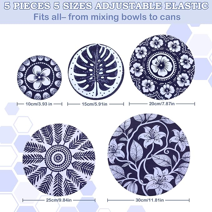 5-Size Reusable Beeswax Bowl Covers - Image 2