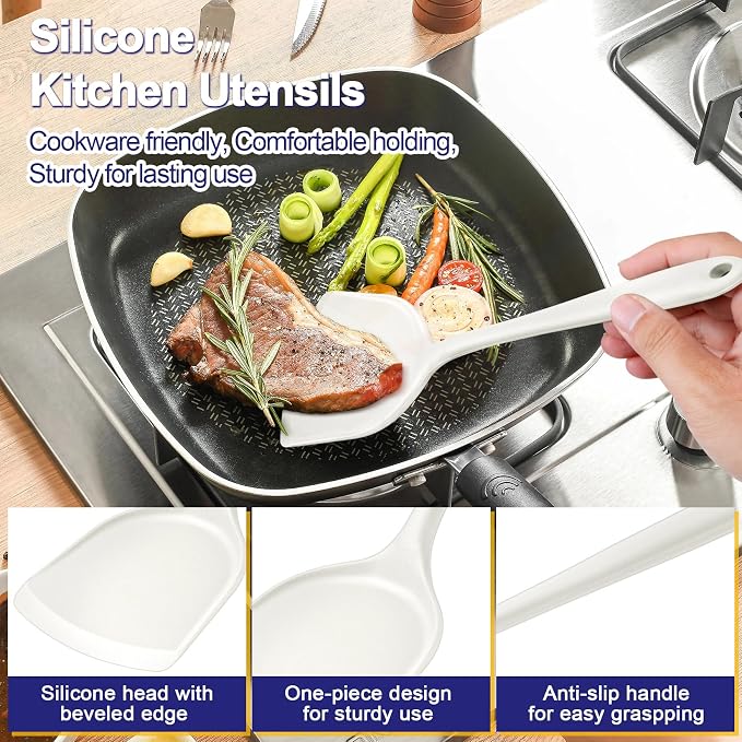 P&P CHEF Kitchen Utensil Set, 4 Pieces Non-stick Silicone Cooking Utensils - Image 3