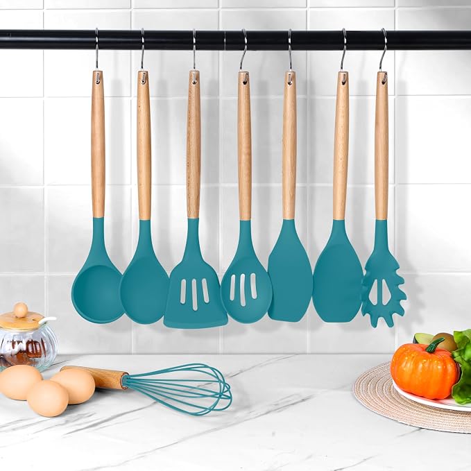 Herogo 8 Pcs Non-Stick Silicone Kitchen Utensils Set, Heat-Resistant Food-Grade - Image 7