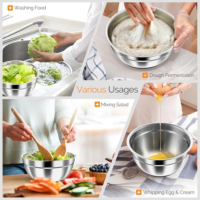 HaWare Mixing Bowls, 24-Piece Stainless Steel Salad Serving Bowl - Image 6