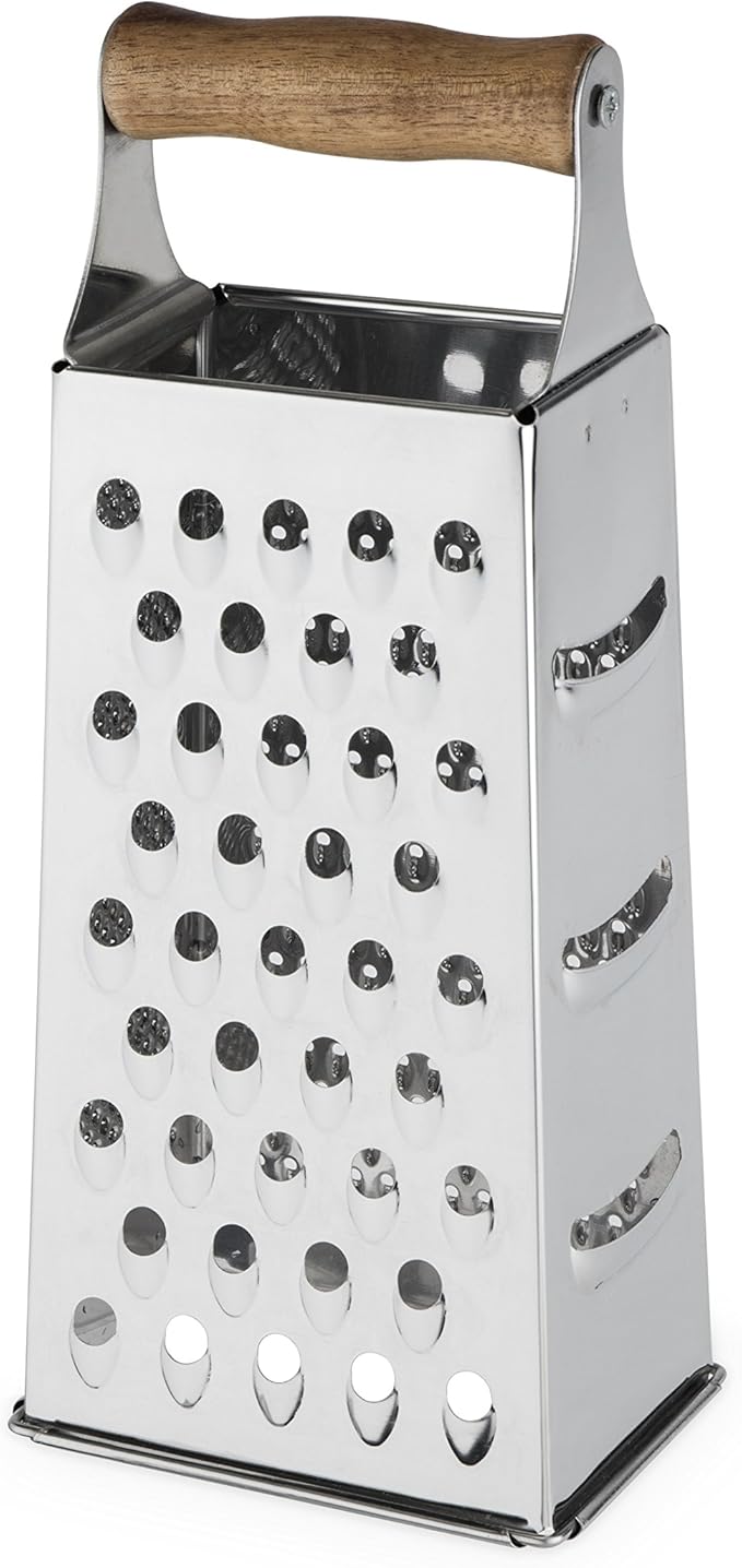 Twine Acacia Wood Handled Cheese Grater, Stainless Steel Grater, Citrus Zester by TWINE