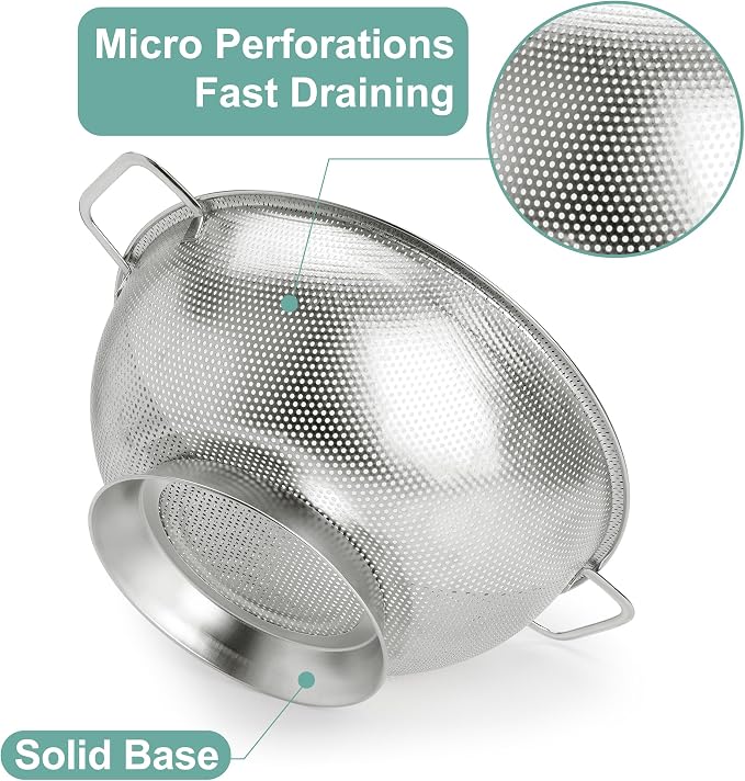 Kaishun Colander Stainless Steel 3-Quart, Kitchen Strainer - Image 3