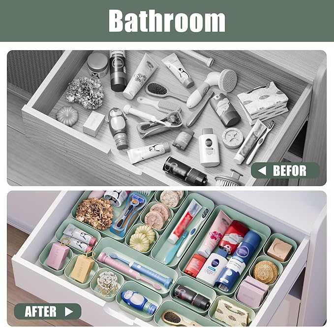 28 pcs Desk Drawer Organizer Tray, Stackable Organizer Containers - Image 7