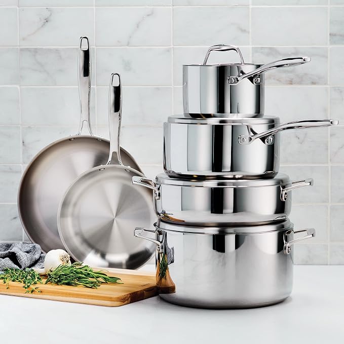 Tramontina Signature Tri-Ply Clad Stainless Steel 10-Piece Cookware Set - Image 2