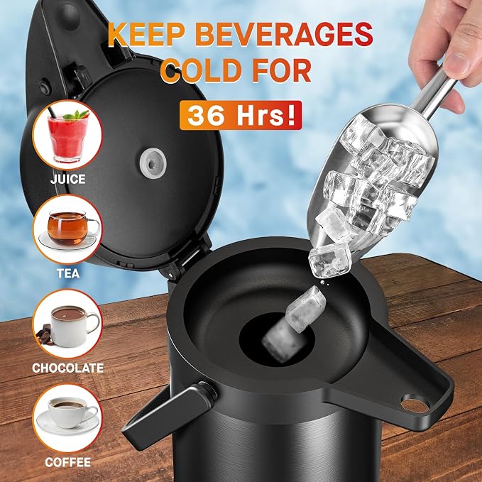 Airpot Coffee Carafe for Keeping Hot - 64 OZ/ 2.0L Coffee Dispenser - Insulated - Image 4