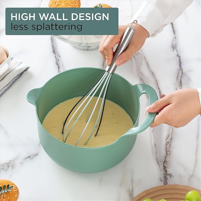 COOK WITH COLOR Nesting Plastic Mixing Bowl Set with Pour Spouts and Handles - Image 4