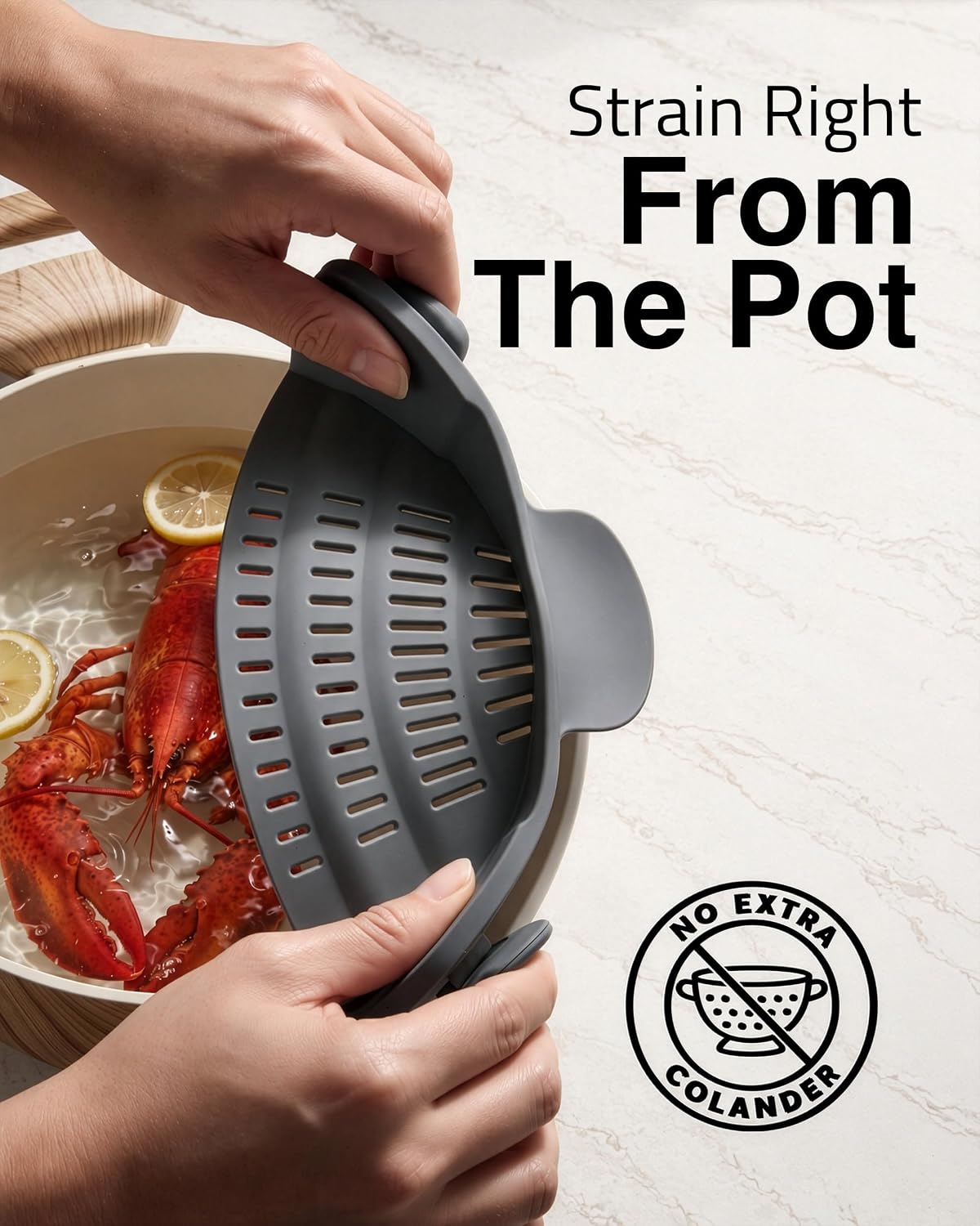 Kitchen Gizmo Snap N' Strain Pot Strainer - Silicone Pasta Strainer