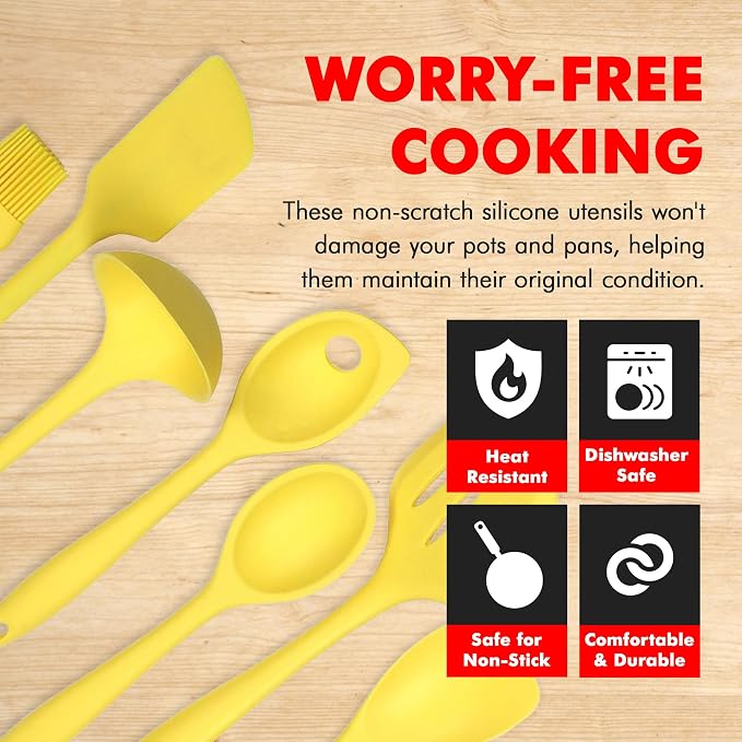 Chef Craft Premium Silicone Kitchen Tool and Utensil Set, 7 Piece - Image 3