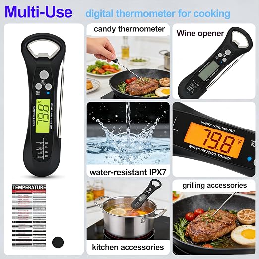 Instant Read Meat Thermometer for Cooking – Waterproof Digital Food Thermometer - Image 6