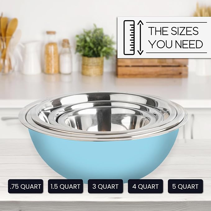 WHYSKO Meal Prep Stainless Steel Mixing Bowls Set, Refrigerator, and Kitchen - Image 7