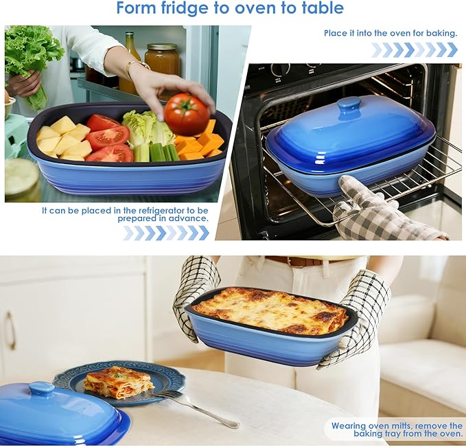 Ceramic Casserole Dish with Lid – 9x13 Stoneware Baking Dish with Lid - Image 3