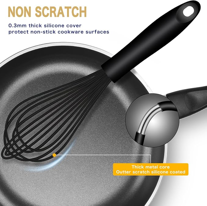 OYV Dishwasher Safe Silicone Whisk, Sealed Waterproof Design Set of 3, - Image 9